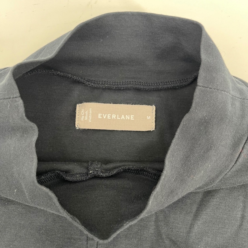 Everlane Luxe Cotton Mockneck Tee Black 100% Cotton Women Size M - Picture 3 of 6
